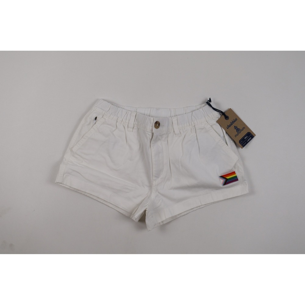 Chubbies Shorts Show Your Pride 2" Originals Stretch Twill White Small NWT 64.50